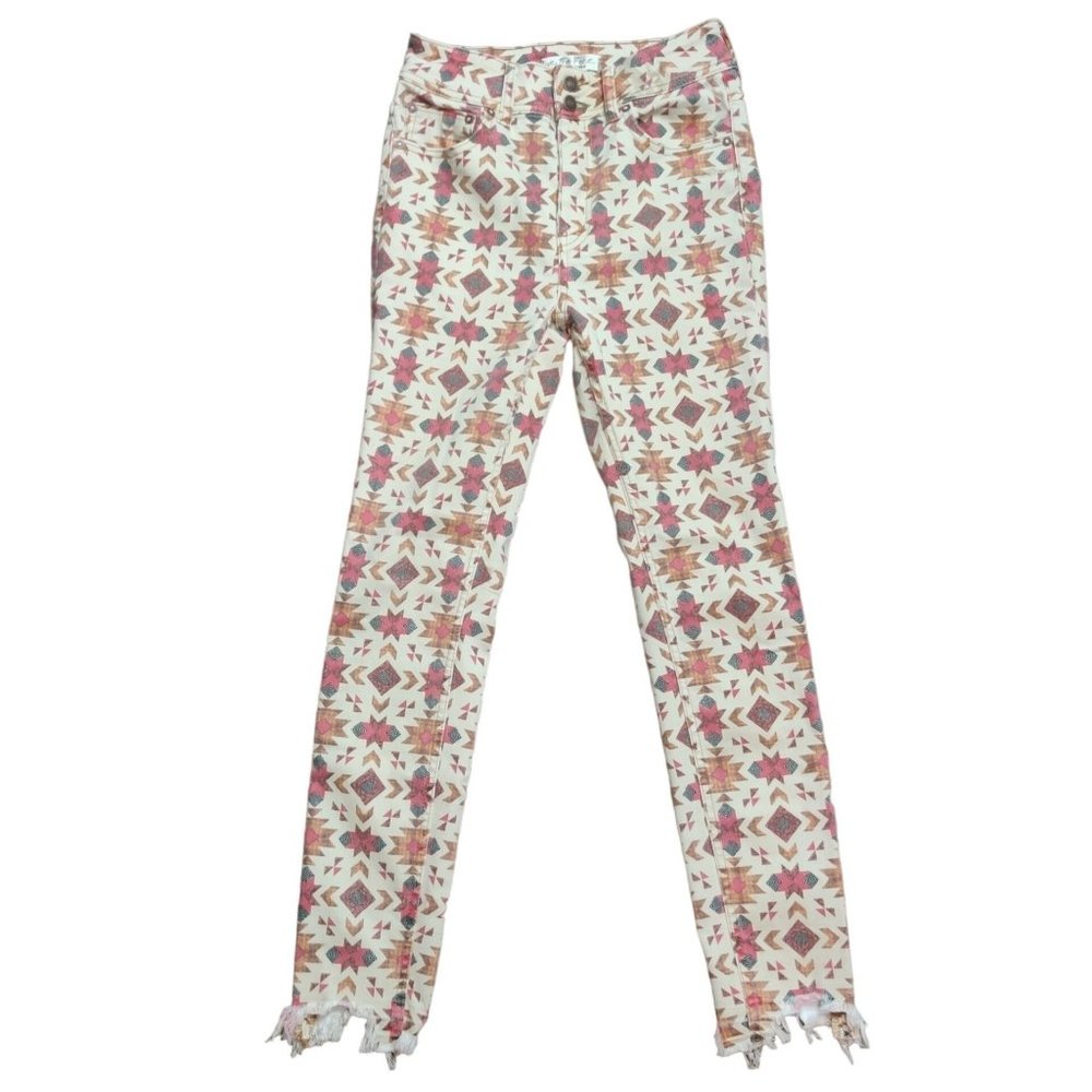 Free People Wild Child We The Free Womens Skinny Jeans Aztec Print Boho Sz 27